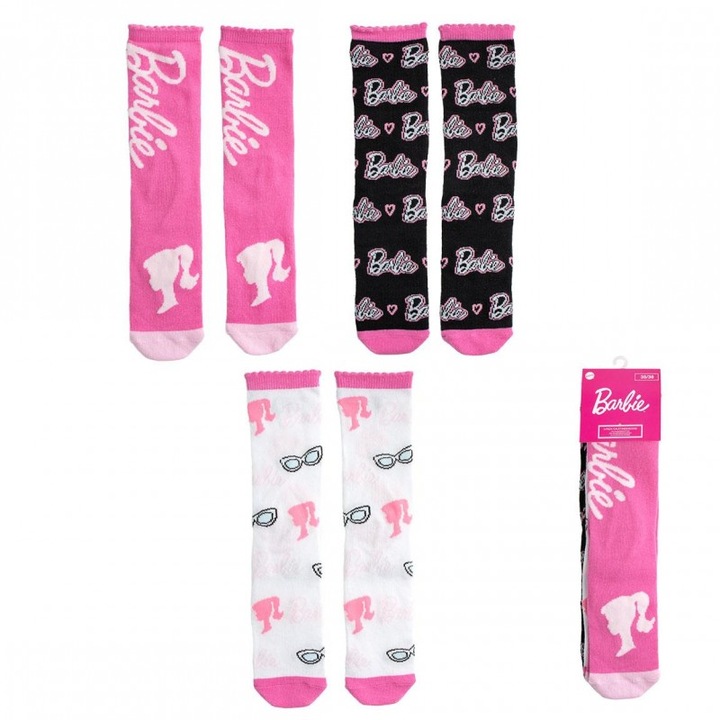 3 pár Barbie zokni készlet, 31-34 EU, Multicolor