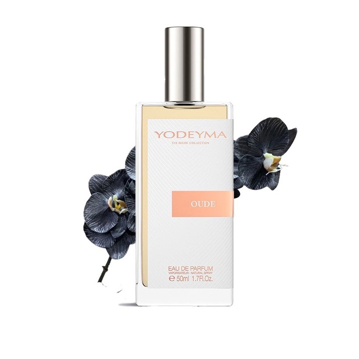 Yodeyma Oude Apa de parfum pentru femei, nuante de chihlimbar Ciprat, orhidee neagra, trufa si pachuli, perfect pentru momentele in care doresti sa emani putere, magnetism si sofisticare, 50ml