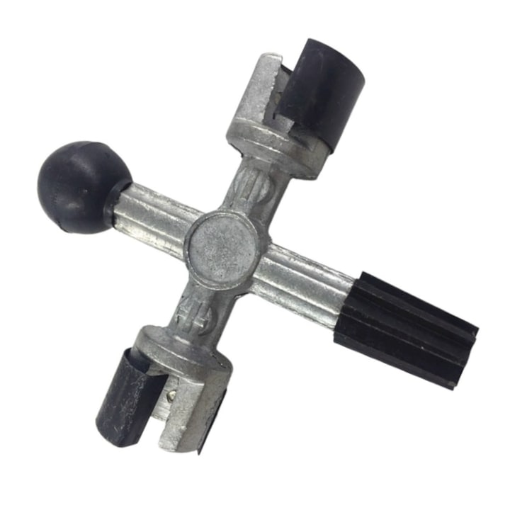 Dispozitiv curatat borne bateri, Aliaj de aluminiu, maner din plastic, robust si durabil, cu marcaje pozitive si negative, indepartarea coroziunii, usor si convenabil,12.2*10.7 cm