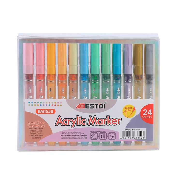 Színes filctollak, Morandi Colours, akril, 24 szín