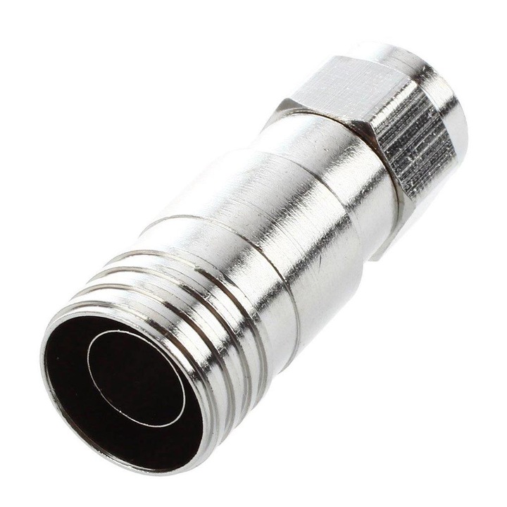 Conector (Mufa) F tata cu sertizare, 9.7 mm, cu garnitura cauciuc pentru cablu RG11