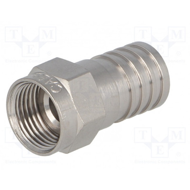 Conector (Mufa) F tata cu sertizare, 7 mm, cu garnitura cauciuc pentru cablu RG6 75 Ohm