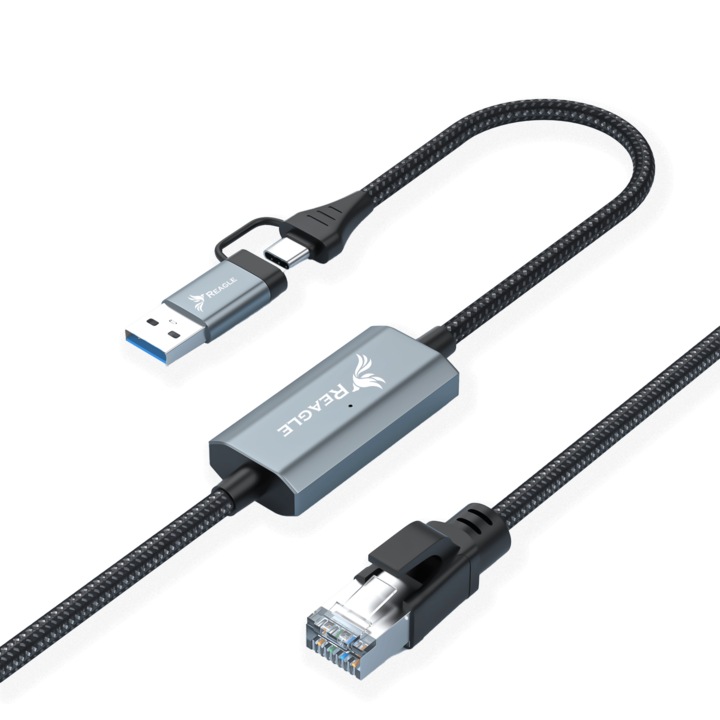 Ethernet мрежов кабел 2W1 Usb-C Usb-A към Lan кабел Rj45 1Gbps мрежови карти 2M