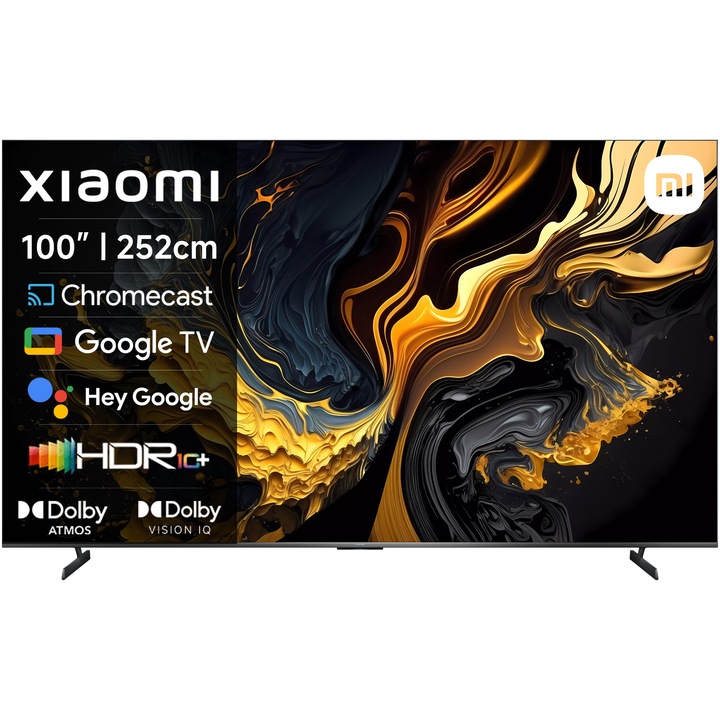 Телевизор Xiaomi QLED Max, 100" (252 см), Smart Google TV, 4K Ultra HD, 100 Hz, Клас G (Модел 2025)