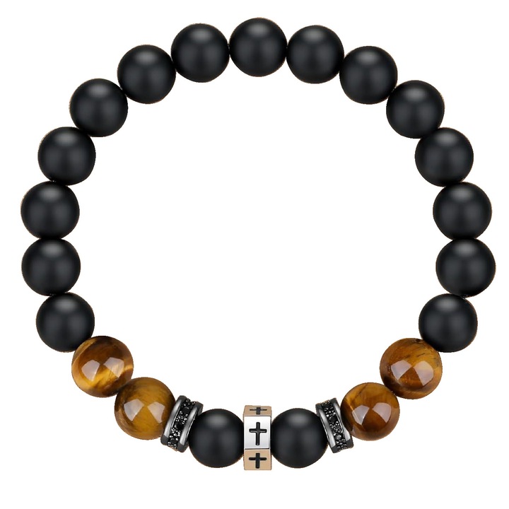 Férfi karkötő, fekete, üdvözlőkártyával