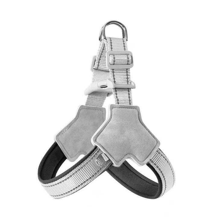 Нагръдник за кучета, без дърпане, със светлоотразителни ленти и дръжка за управление, регулируем, за малки породи, размер M