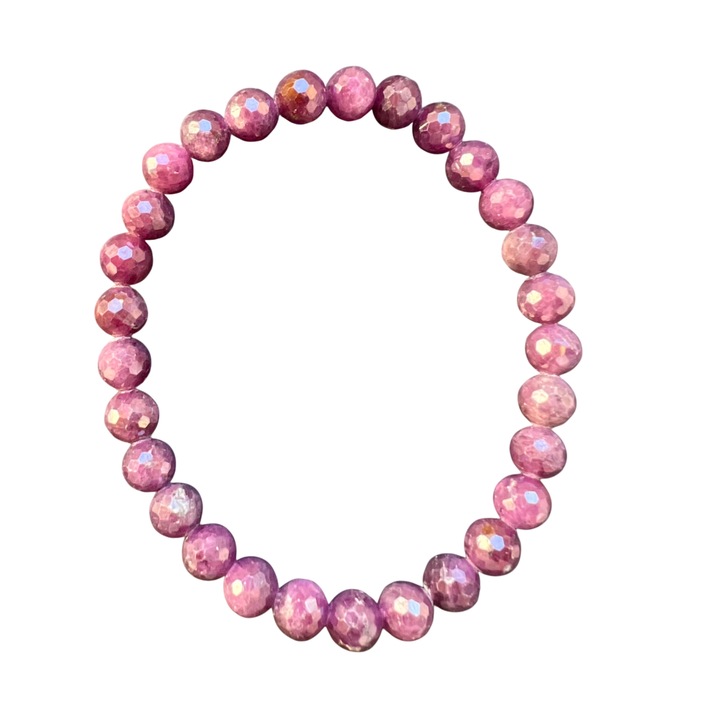 Bratara safir mov fatetata 6 mm, Druzy, pietre semipretioase