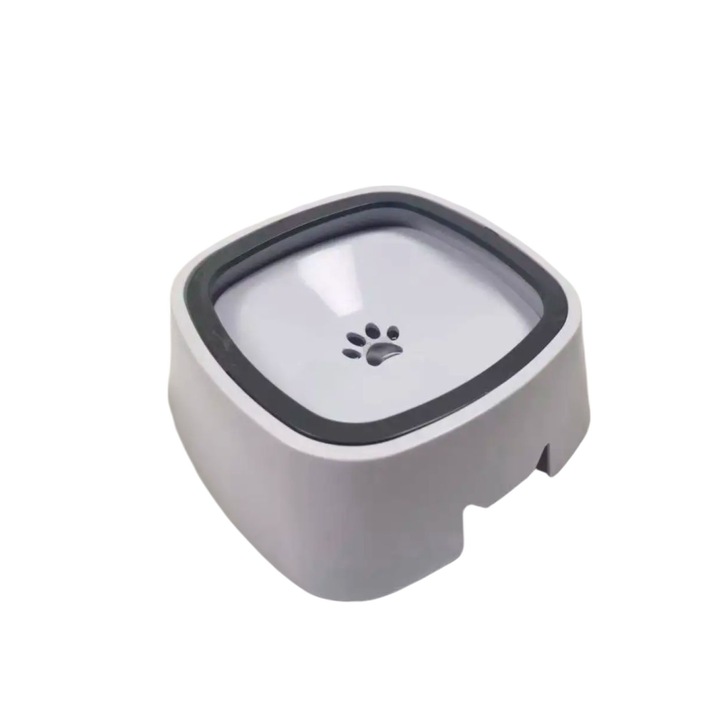 Vizestál kutyáknak és macskáknak, fröccsenésgátló funkcióval, lebegő kerettel, csúszásgátló rendszerrel, 21 cm x 21 cm, 1,5 literes itató, fehér, HAPPY JOKER®