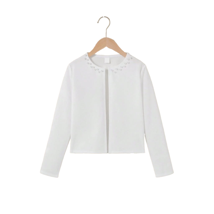 Giorgia Elegáns Bolero Lányoknak Gyöngyökkel - Fehér, Különleges Eseményekre Alkalmas