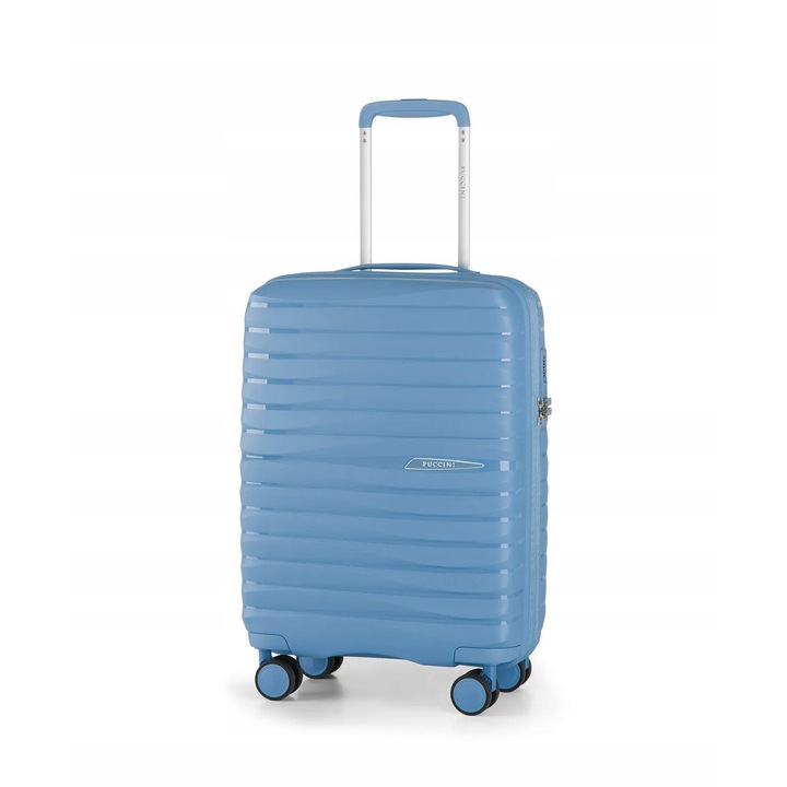 Troler cabina PUCCINI Mauritius, polipropilena, albastru, 55x38x20cm, 30 l, cu 4 roti 360°