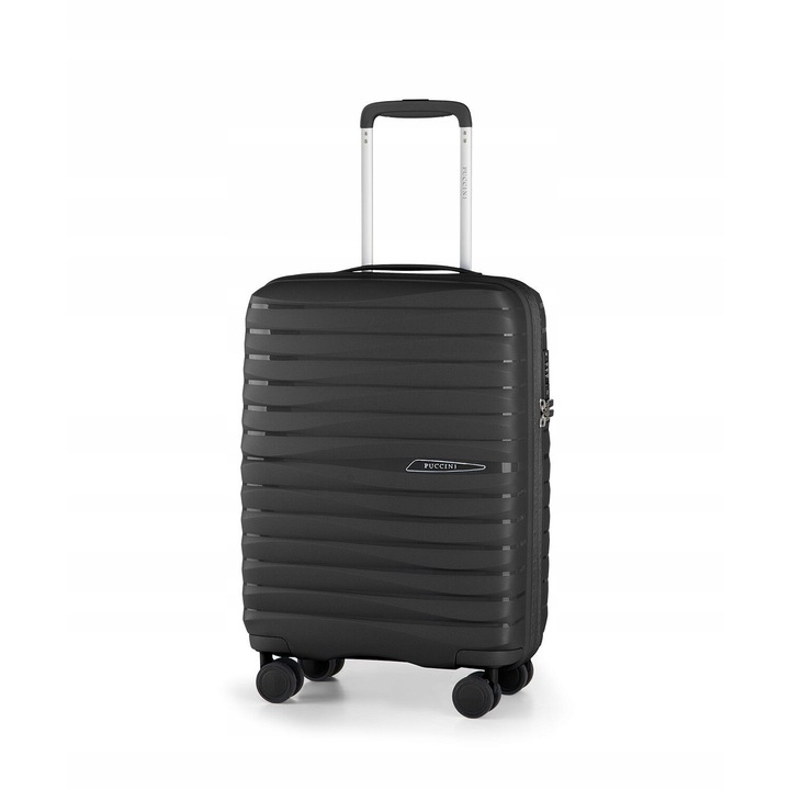 Troler cabina PUCCINI Mauritius, polipropilena, 55x38x20cm, negru, 30 l, cu sistem de roti 360°