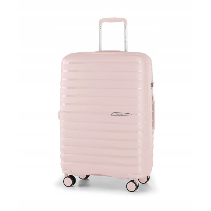 Troler mediu, Puccini, roz, 67x46x26cm, 60l, cu 4 roti si sistem de inchidere TSA