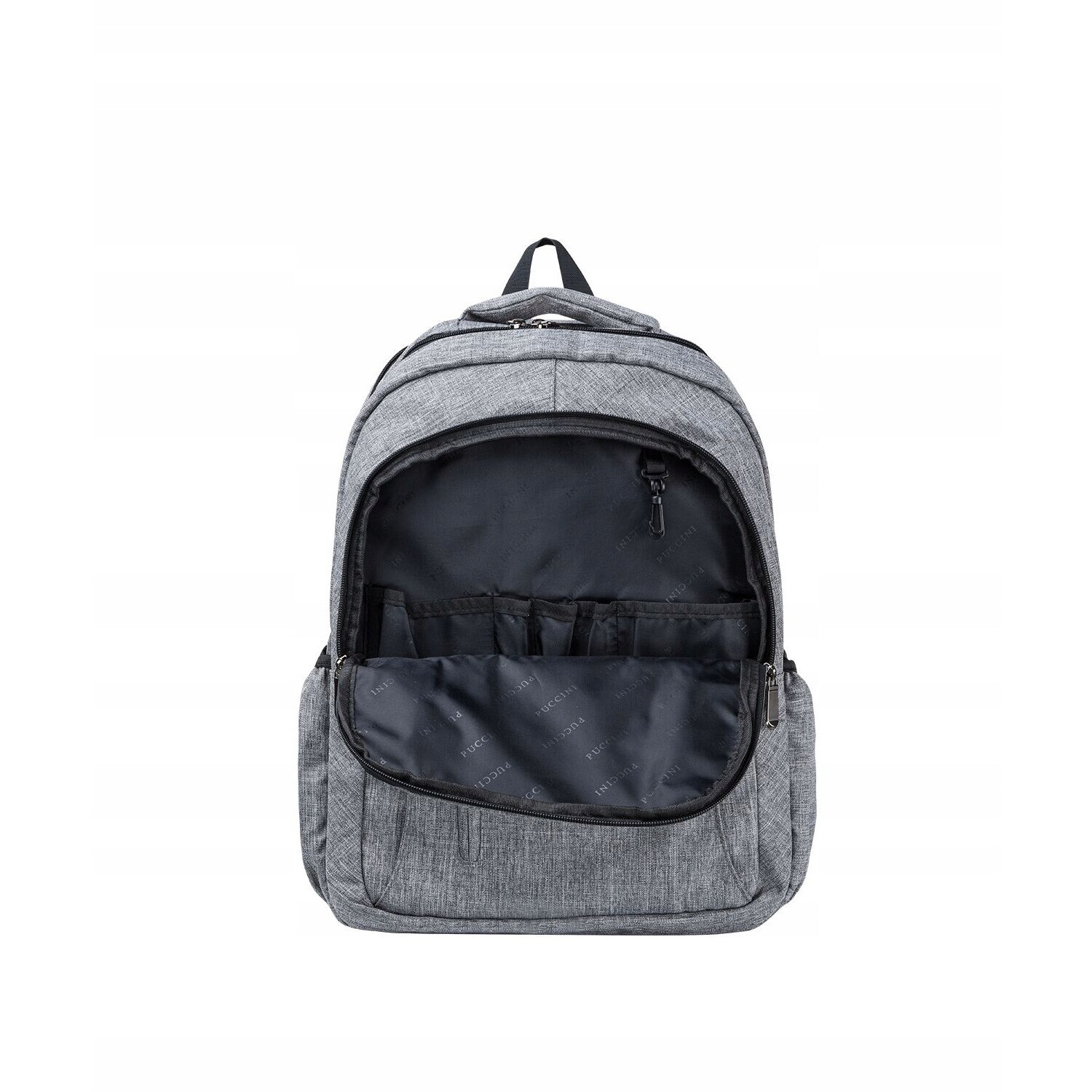 Ghiozdan mare pentru laptop 16", Puccini, gri, 44x33x19cm