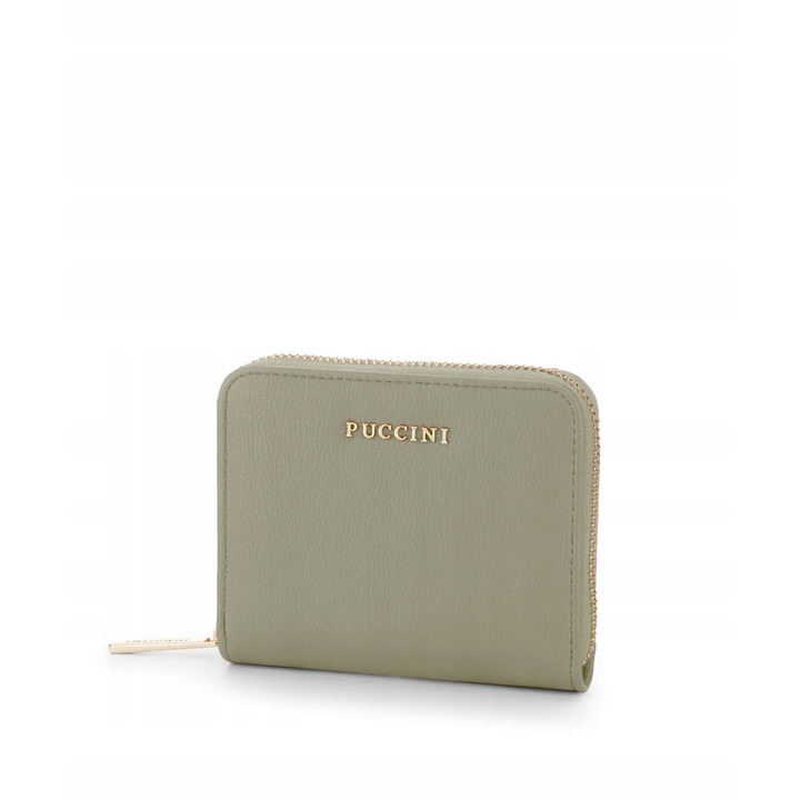 Portofel dama, Puccini, Fashion Collection, ecologic, verde, 3 compartimente pentru carduri