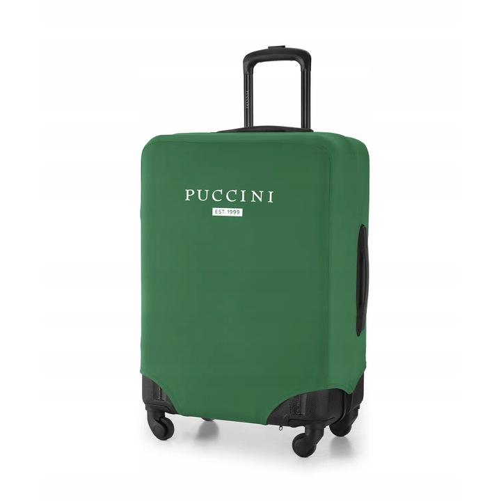 Husa de protectie pentru bagaj mediu, Puccini, verde, cu deschidere pentru maner telescopic