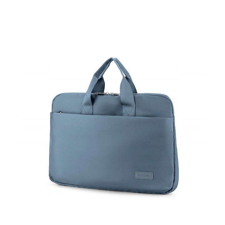Geanta laptop 15.6'' Puccini Pulse, albastra, 28.5x40x6cm, cu protectie hidrofila