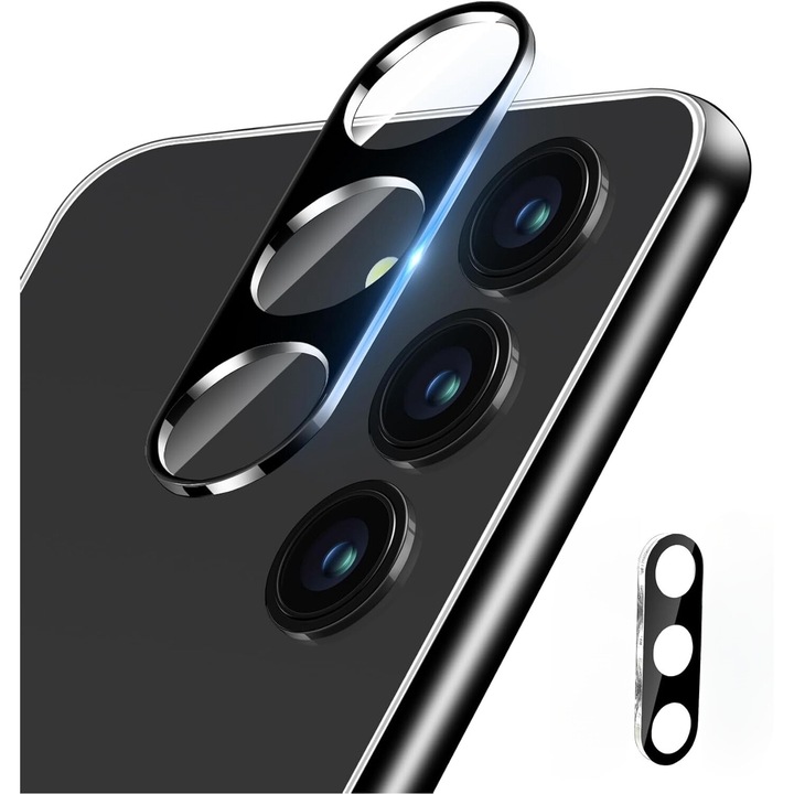 Folie protectie camera din sticla securizata, MDUG, compatibila cu Samsung Galaxy S23 Plus, 9H, neagra