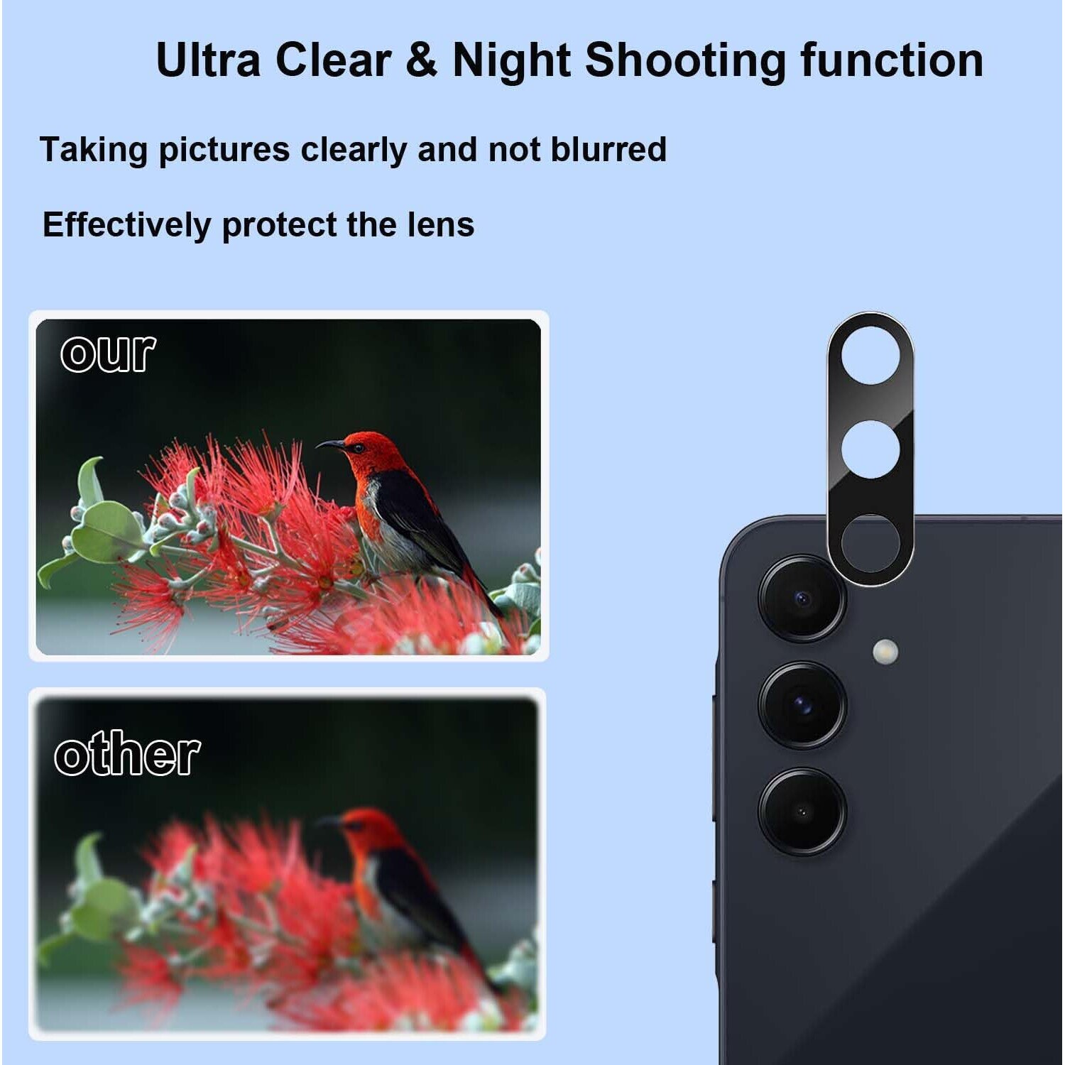 Folie protectie camera, MDUG, pentru Samsung Galaxy A55 5G, ultra-subtire, claritate HD, negru