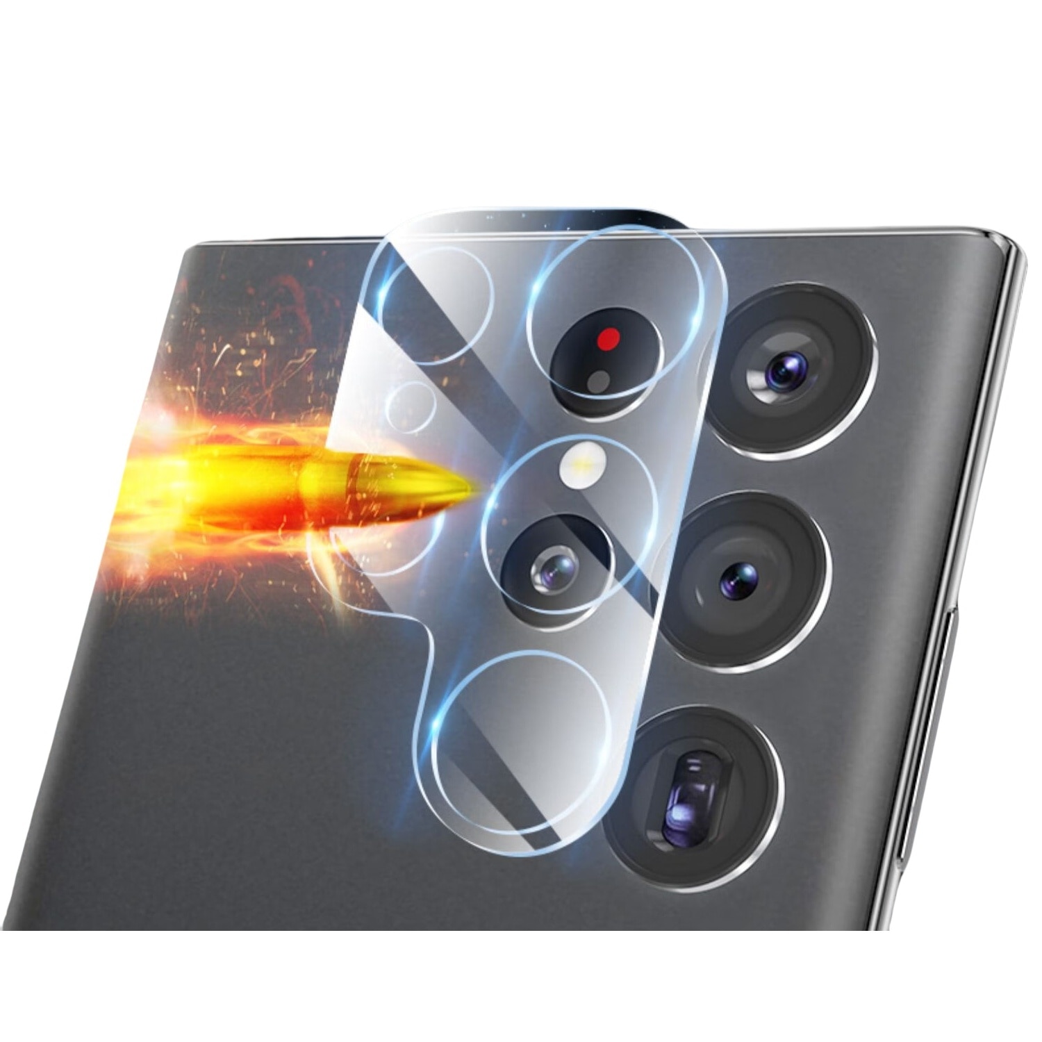 Folie protectie camera, MDUG, compatibila cu Samsung Galaxy S23 Ultra, 9H, prevenirea caderii, transparent