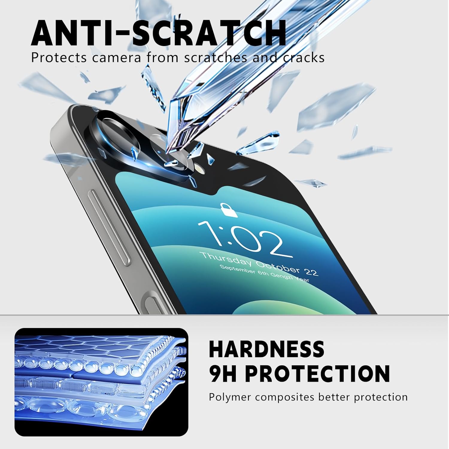 Folie protectie camera, MDUG, pentru Samsung Galaxy Z Flip 6, protectie HD 9H, Negru