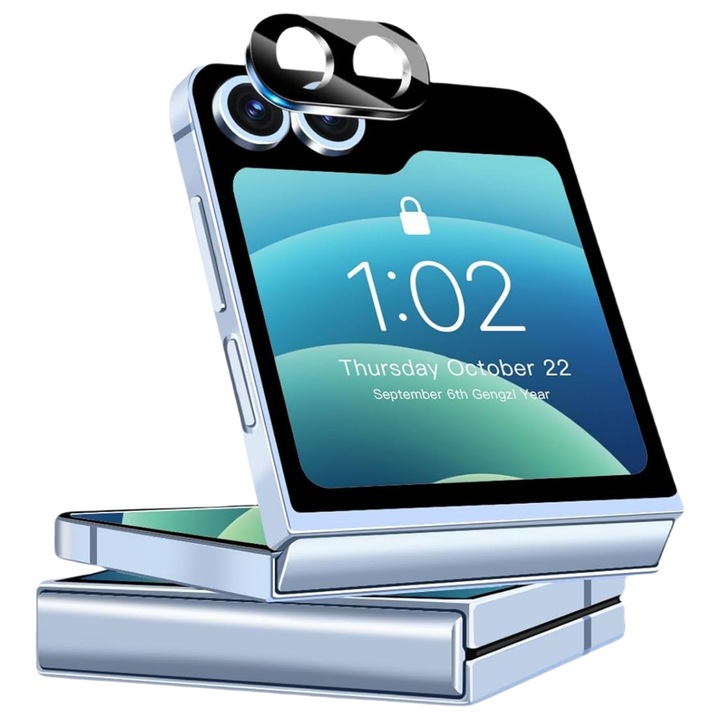 Kamera védőfólia, MDUG, Samsung Galaxy Z Flip 6-hoz, HD 9H védelem, Fekete