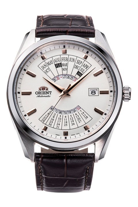 ORIENT, Ceas mecanic cu curea din piele Contemporary, Maro inchis