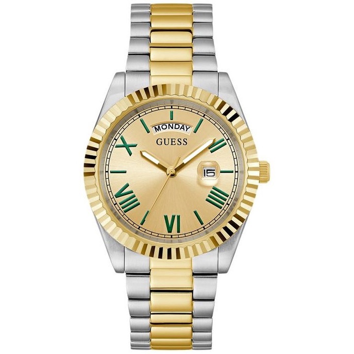 Ceas barbati Guess Connoisseur GW0265G14, quartz, argintiu si auriu, 42mm, rezistent la apa 50m