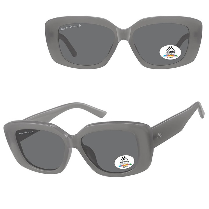 Ochelari de soare dama, Montana, model MP56F, polari, gri, dimensiuni 14.1x4.9cm, set cu etui si accesorii de curatare