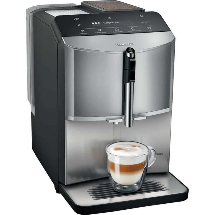 Еспресо машина Siemens EQ300 Diamond TF305E04, 1.4 l, Подвижен резервоар за вода, 1300 W