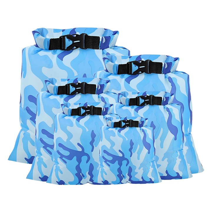 Set de 6 saci uscate impermeabili Enforose, capacitate mare, rezistenti, multicolor, pentru camping si drumetii