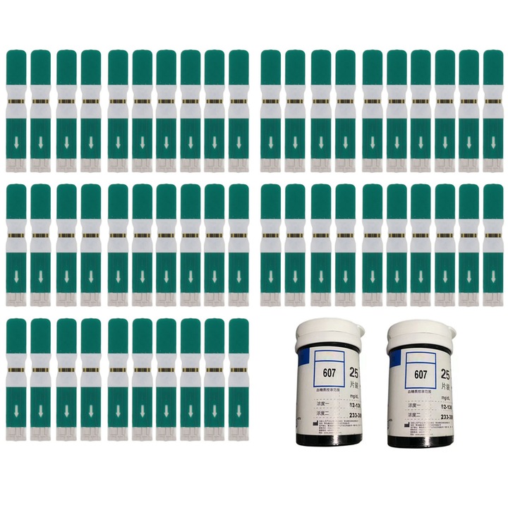 Set 50 bucati benzi de testare a glucozei din sange, multicolor