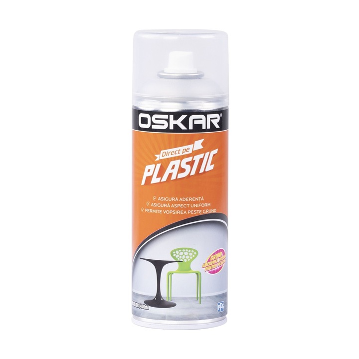 Vopsea spray Oskar, direct pe plastic, incolor, lucios, 400 ml