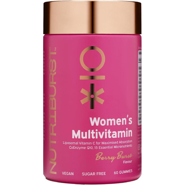 Multivitamine gumate pentru femei Nutriburst Premium cu aroma de fructe de padure 60 buc