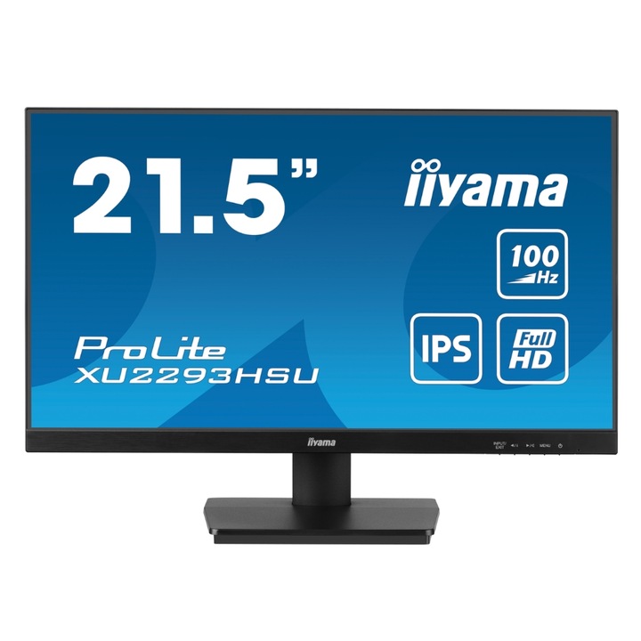 Монитор IPS LED Iiyama 21.5" XU2293HSU-B7, Full HD 1920 x 1080, HDMI, DisplayPort, Високоговорители, 100 Hz, 1 ms Черен