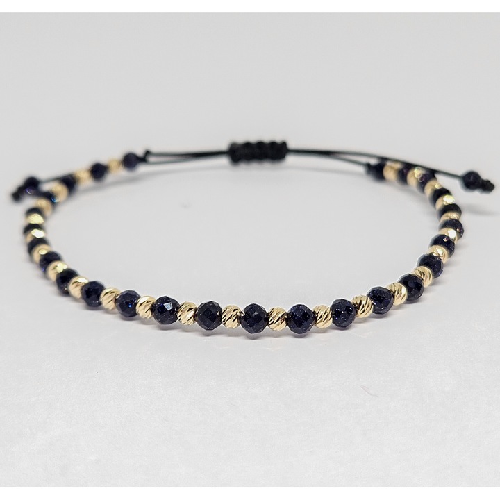 Bratara cu bile de aur de 14k si piatra soarelui