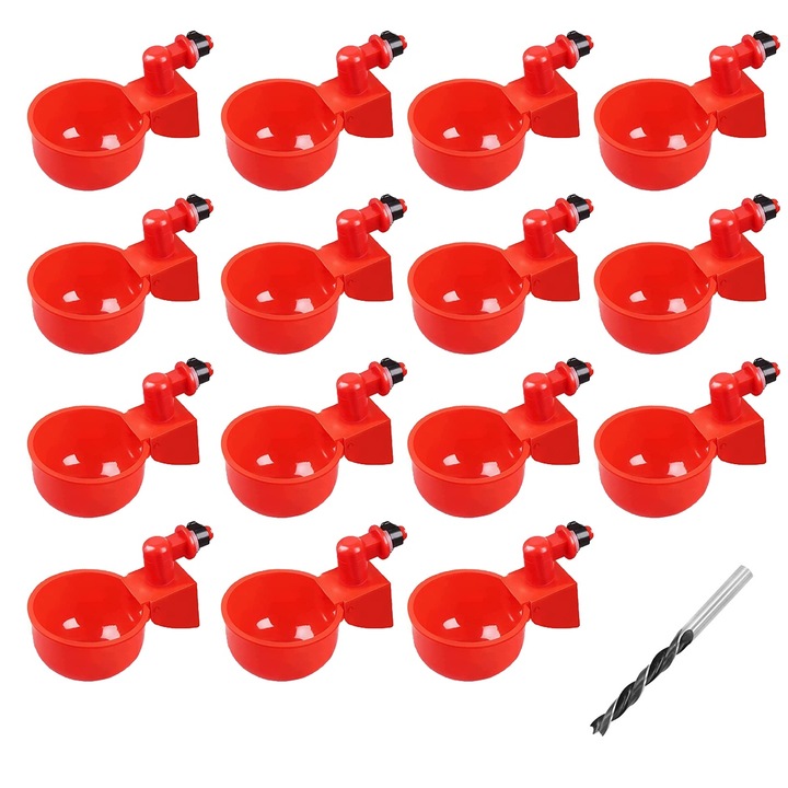 15 db automata madáretető készlet, műanyag, szivárgásmentes, piros