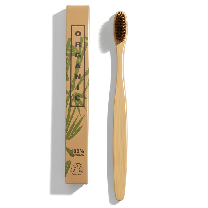 Periuta Dinti Bambus, Klevero®, Periuta Ecologica Biodegradabila, Maner din Bambus Natural si Perii Moi, FSC Certificat, Usor de Folosit si Durabil, Ideala pentru Uz Casnic, Calatorii sau Hotelier, Design Sustenabil