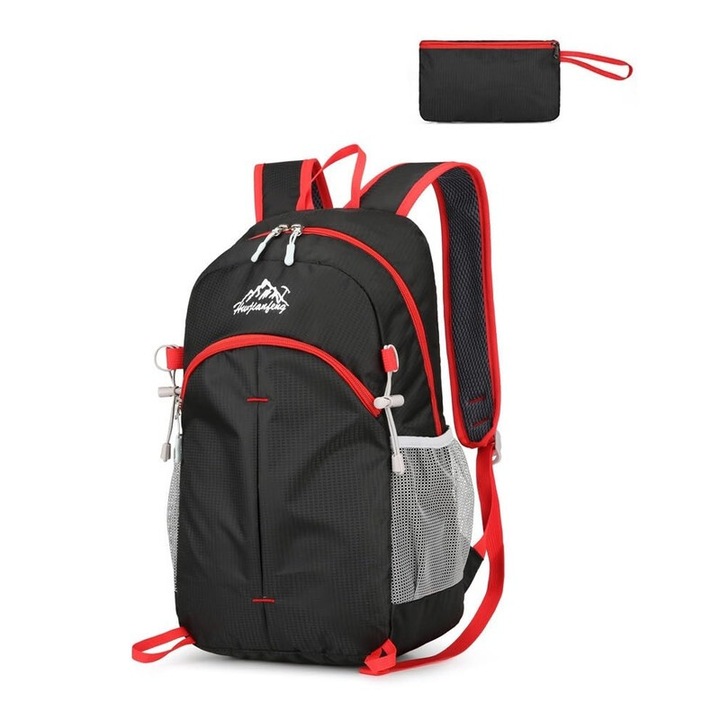 Összecsukható túra hátizsák, 18L, vízálló, fekete, nylon