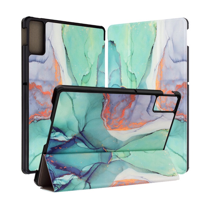 Защитен калъф за таблет съвместим с Xiaomi Redmi MatePad SE 8.7", FoldPro, със стойка, модел Green Time, екологична кожа, многоцветен