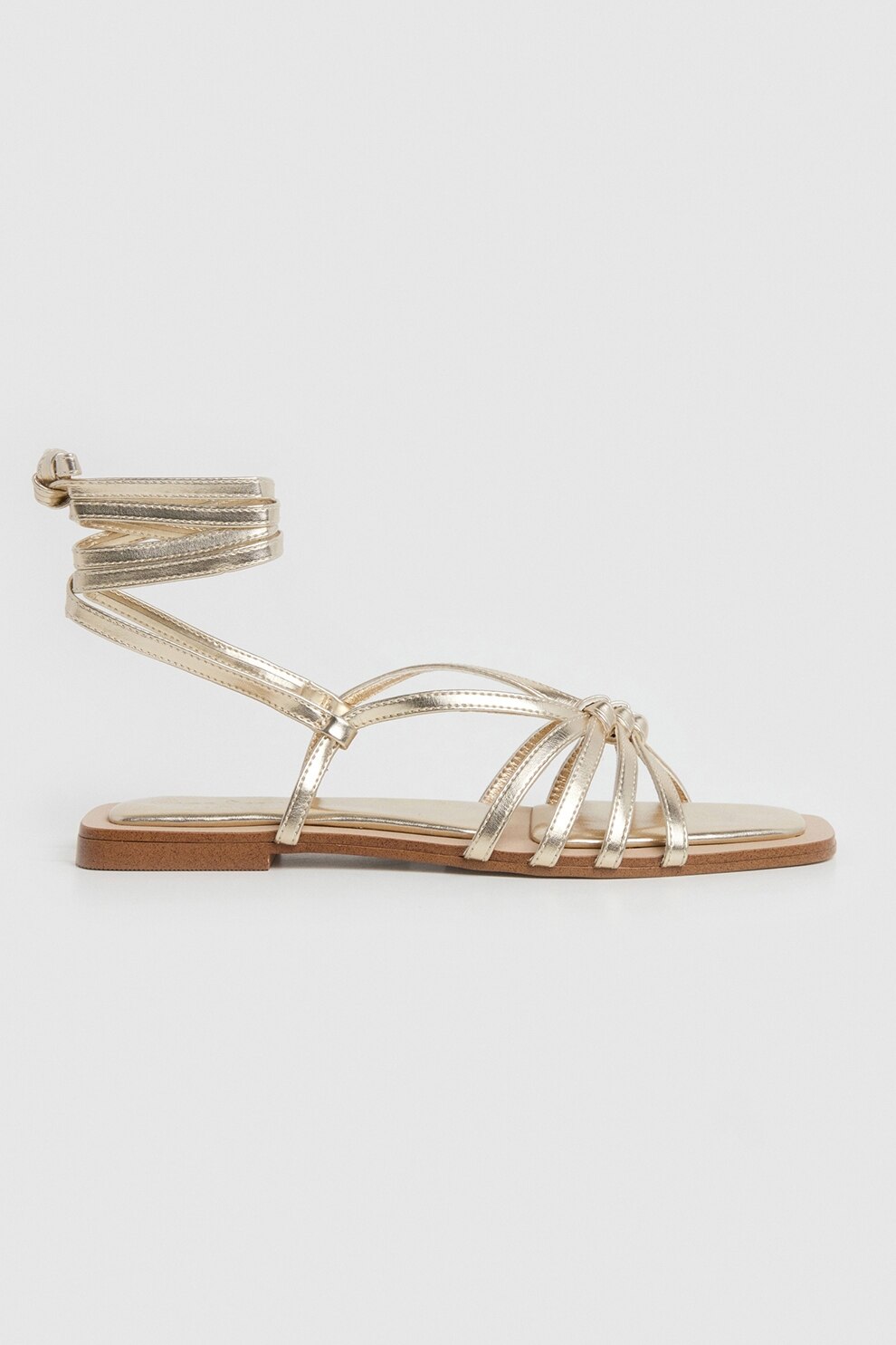 Pepe Jeans London, Sandale de piele ecologica cu barete multiple, Auriu, 37