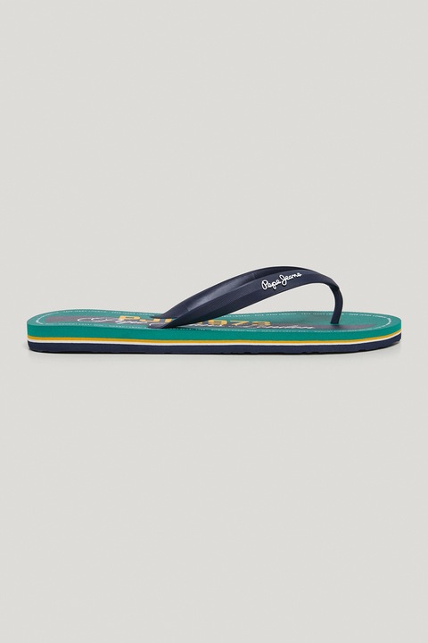 Pepe Jeans London, Mintás flip-flop papucs, Sáfránysárga/Fehér/Vízzöld