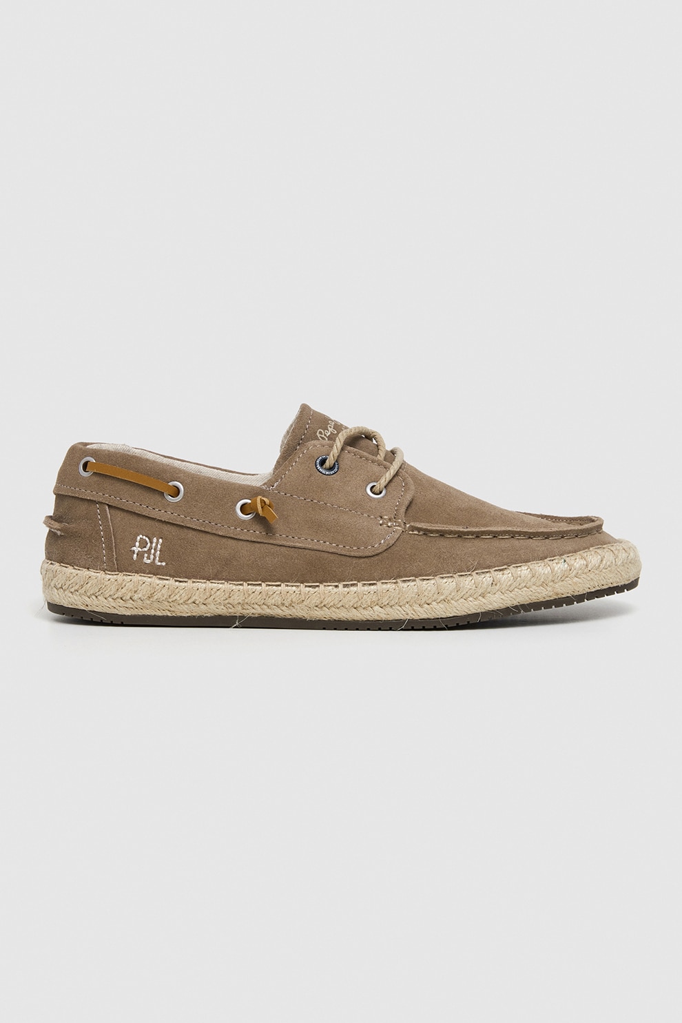 Pepe Jeans London, Pantofi boat de piele intoarsa, Bej inchis, 44