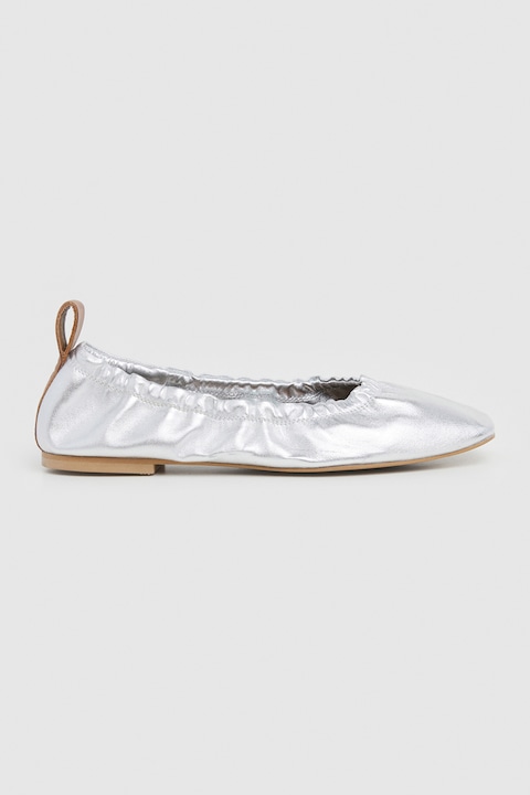 Pepe Jeans London, Кожени пантофки, Сиво-кафяв/Сребрист