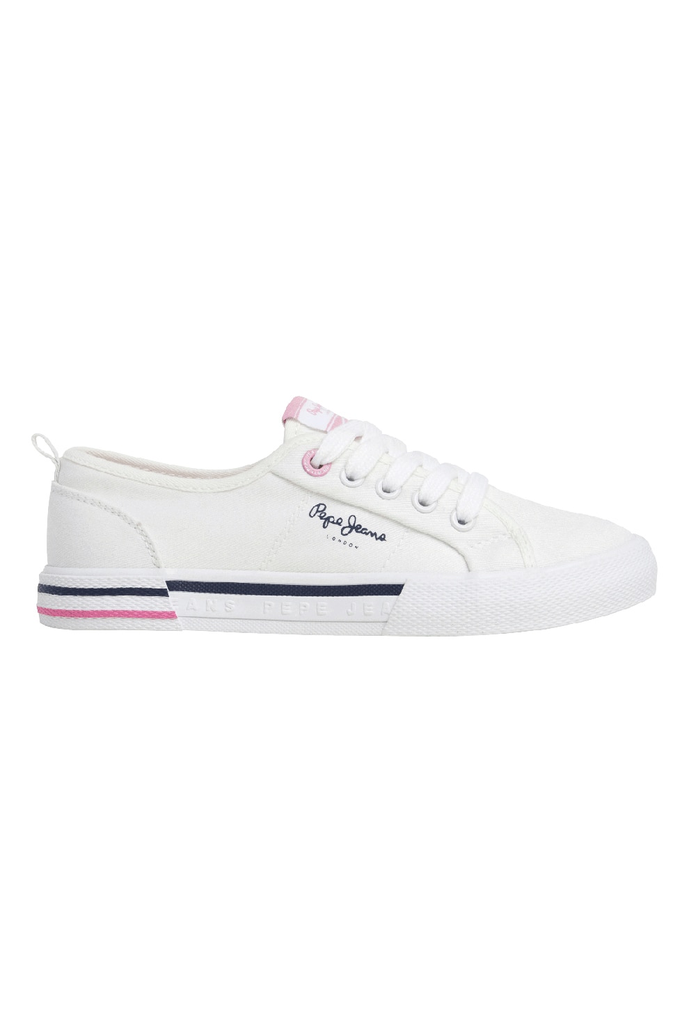 Pepe Jeans London, Tenisi de bumbac, Alb murdar, Roz, 33 EU