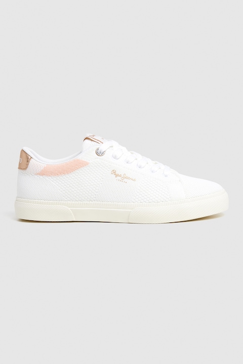 Pepe Jeans London, Fűzős sneaker, Aranyszín/Törtfehér/Halvány rózsaszín