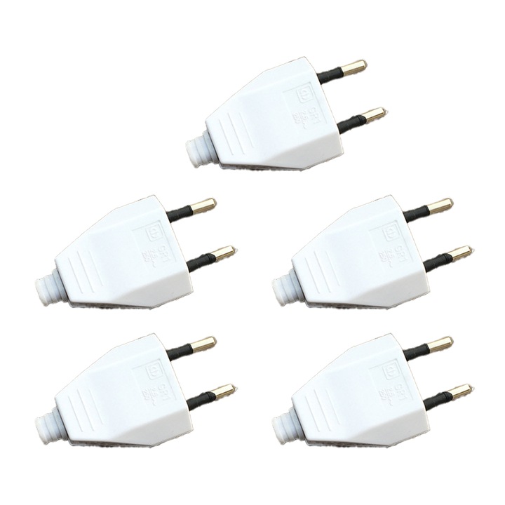 Adaptor priza european 0807BM-BST3206525-2, rewireabil pentru cablare DIY, PPS, 250V, 16A, alb, set 5 buc