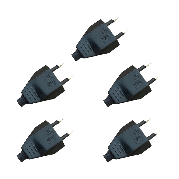 Set 5, mufa Europlug rewireabila (2 poli) 0807BM-BST3206525-1, 16 A, 250 V, PPS, negru