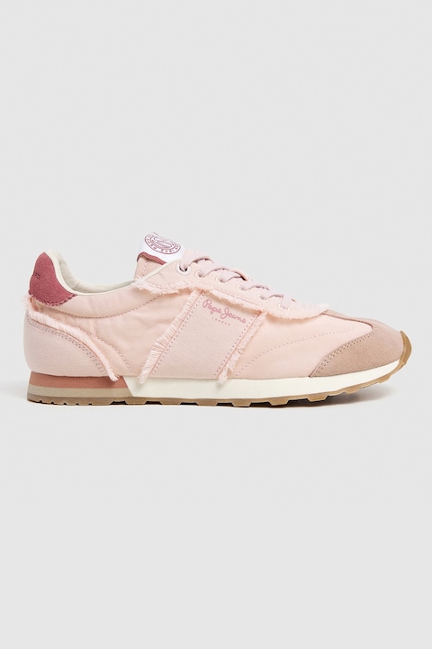 Pepe Jeans London, Спортни обувки от текстил с велур, Малина/Бледо розово