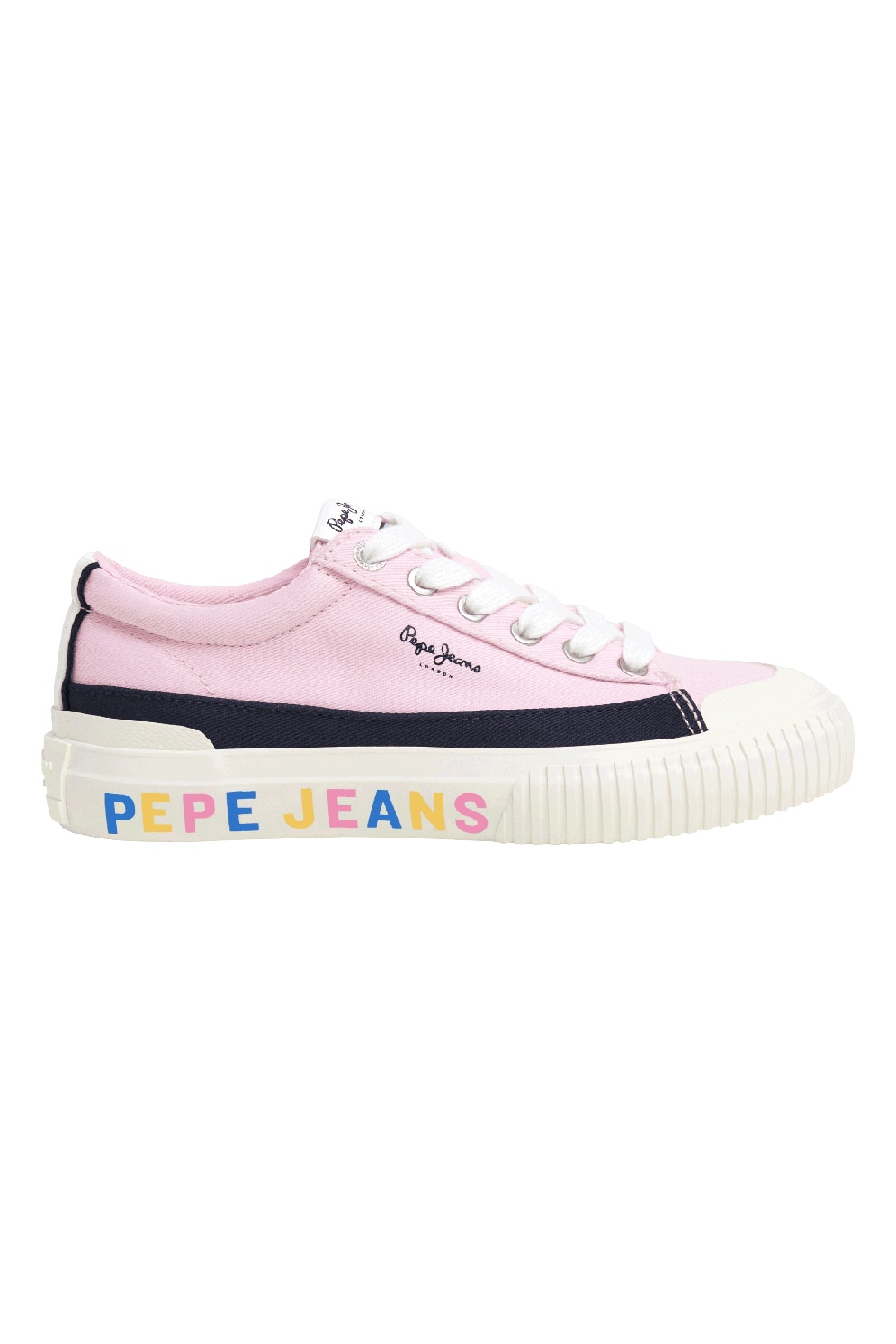 Pepe Jeans London, Tenisi low-cut, Alb, Negru, Roz prafuit, 32 EU
