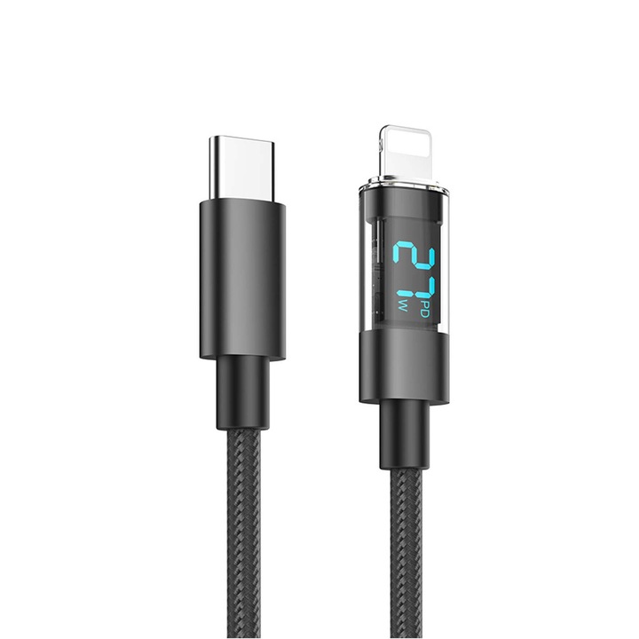 Cablu de date USB-C la Lightning, 2 m, negru